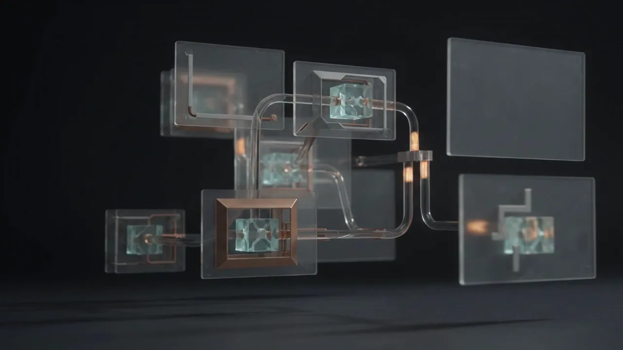 Linked glass panels with copper circuit lines